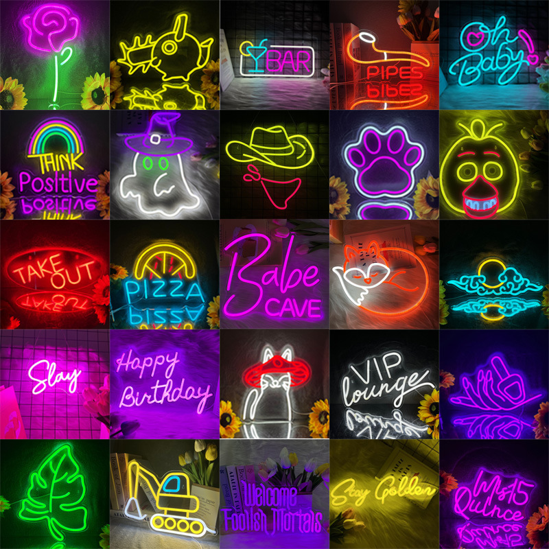 Cross-Border USB Shape Led Billboard Luminous Letter Decorative Light Battery Box Waterproof Popular Creative Light Neon Light