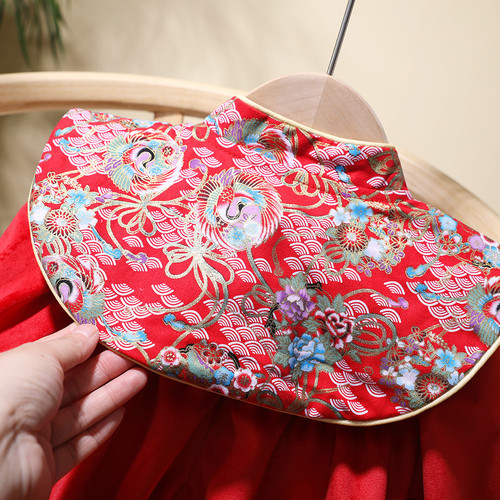 Lini 23 Winter New Girls' Dress Chinese Style Hanfu Children Fleece New Year Dress Qipao Formal Dress Skirt