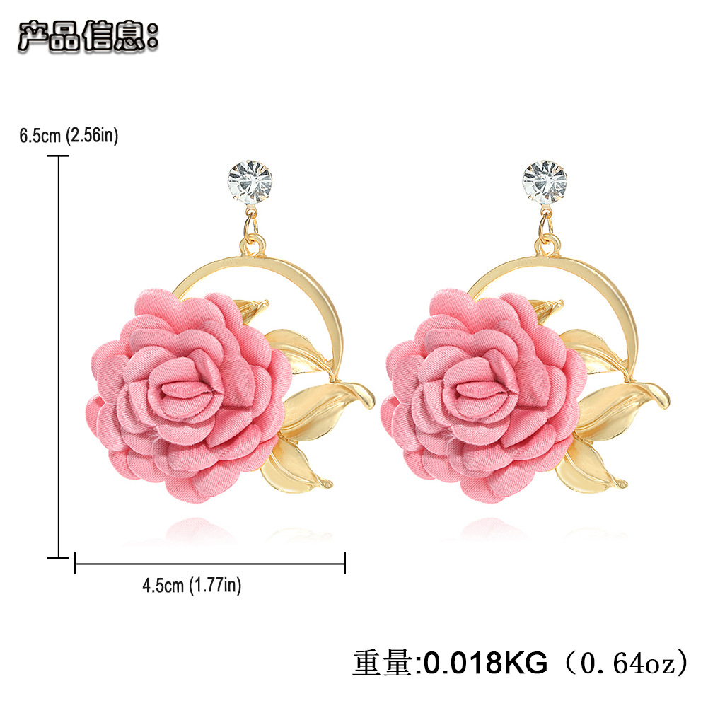 Autumn And Winter New Fabric Flower Earrings Multi-layer Petal Pasting Ethnic Flower Earrings display picture 18