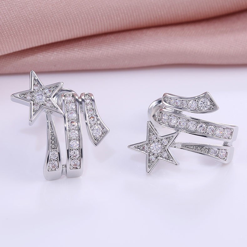 7g Weight Zircon Inlay Material Rings, Earrings Classification Jewelry + Earrings Quantity Holiday, Daily Occasion Copper Material Geometric, Star Pattern All Seasons Season Women's Gender Elegant, Modern Style Style Wholesale Jewelry Elegant Modern Style Geometric Star Copper Zircon Rings Earrings 13