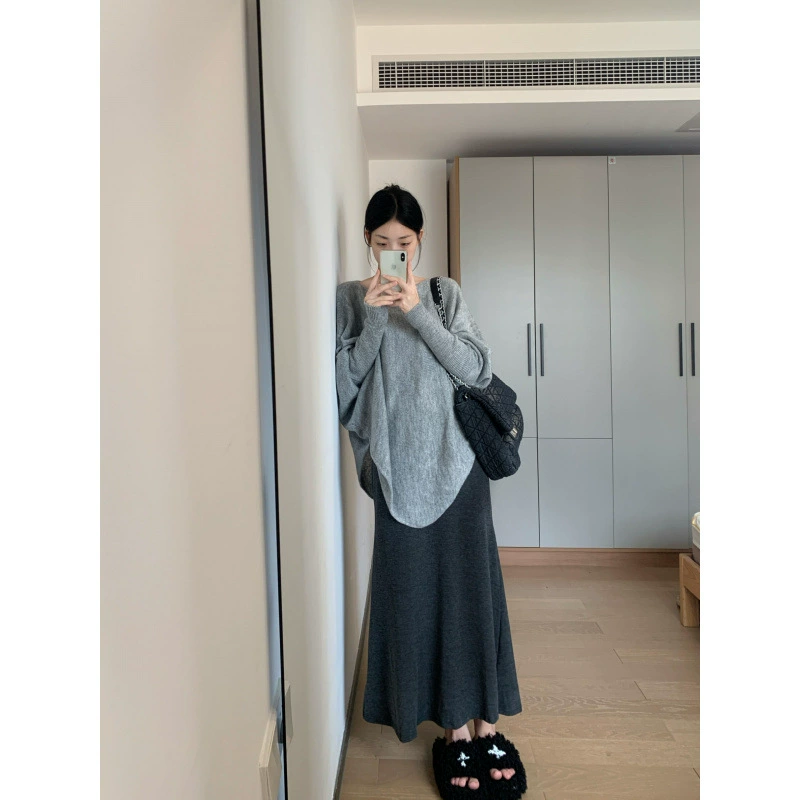 Пятно ленивый свободный нерегулярный дизайн рукава летучей мыши свитер