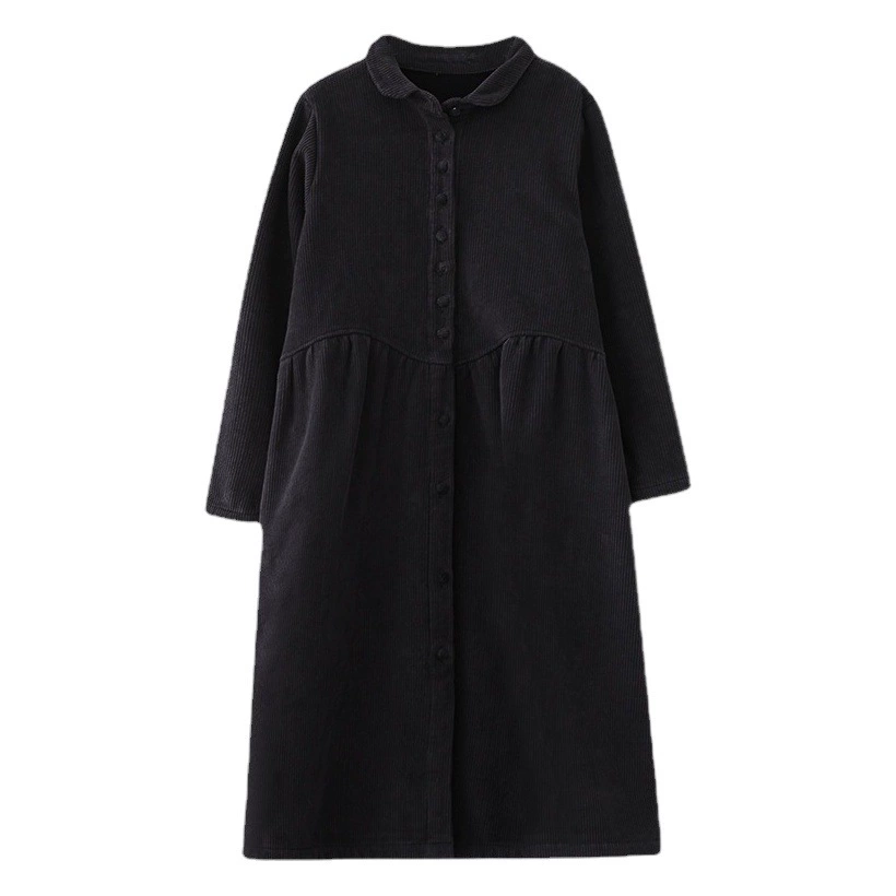 В наличии 2023 осенне-зимнее флисовое пальто с длинным рукавом в стиле ретро литературное Свободное длинное вельветовое пальто плащ женский