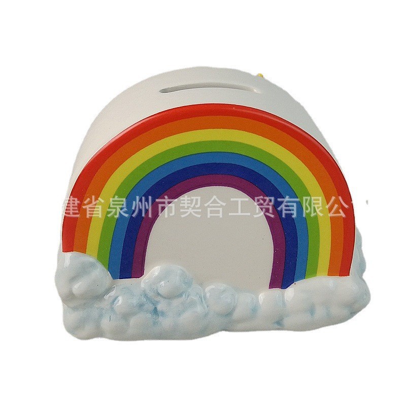 Cómics creativos pintados de cerámica unicornio alcancía arco iris unicornio alcancía cambio cabeza de bestia alcancía