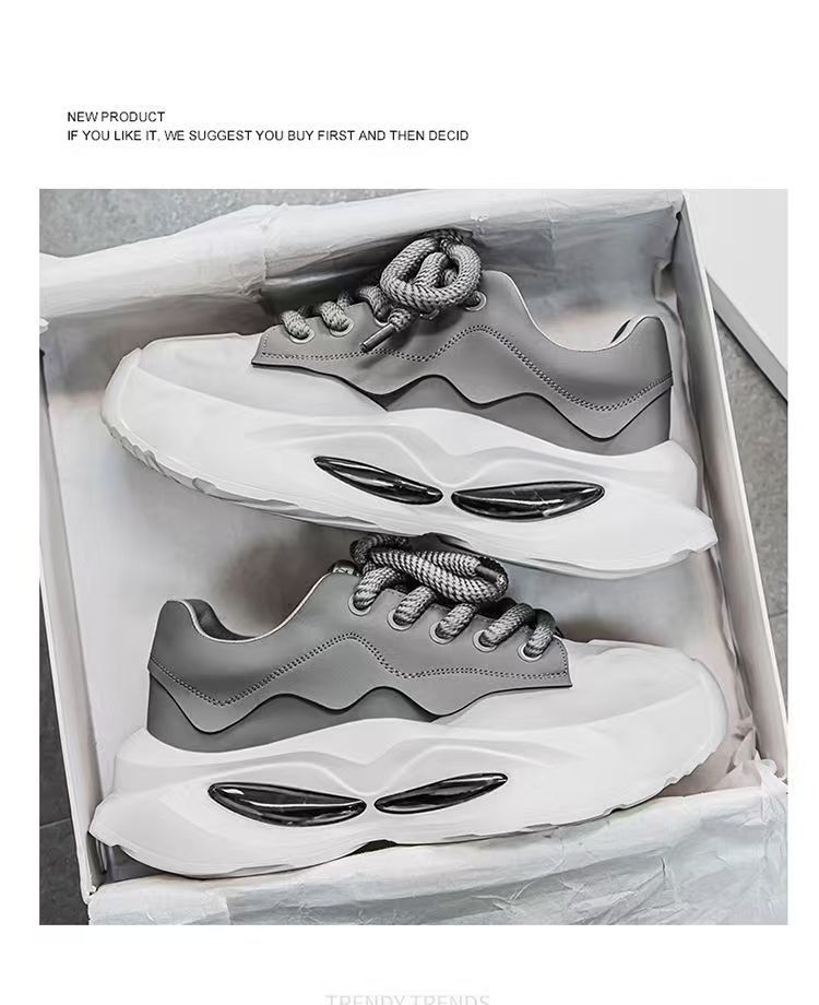 Men's Casual Dad Shoes Thick-soled Height-increasing Sports Trainers_voghion.com