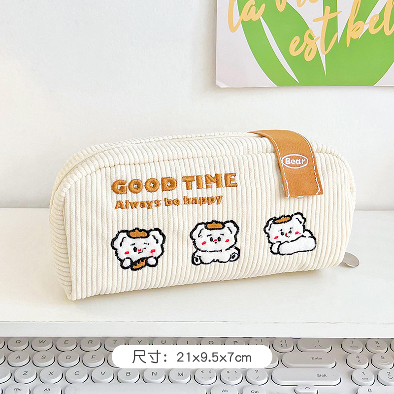 Lindo estuche de lápices bordado ins bolsa de papelería de gran capacidad caja de papelería de estudiante bolsa de lápiz simple bolsa de almacenamiento de cosméticos