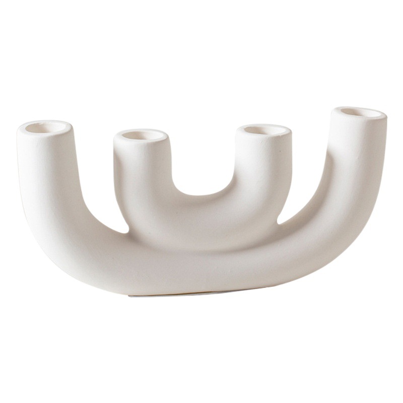 Nórdico blanco cerámica candelabro vela cena apoyos romántica vela titular hogar mesa escritorio decoración adornos