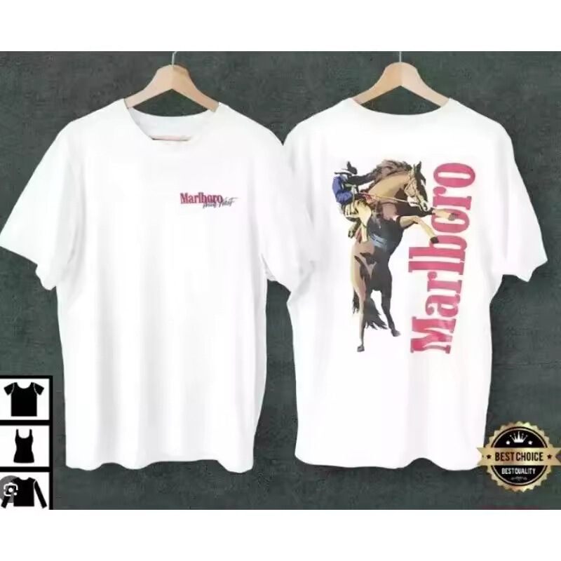 Vintage 90S Marl Boro Denim T-Shirt Funny Friends