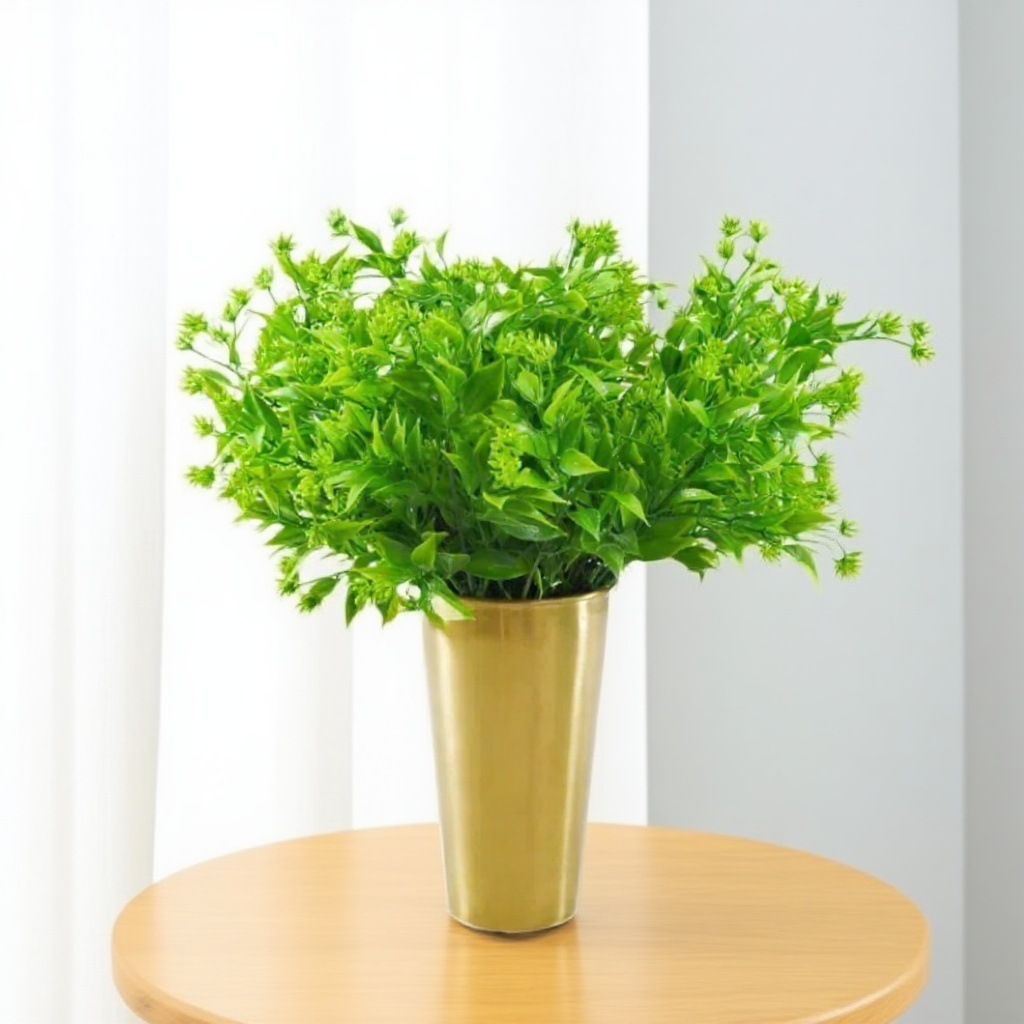 Sala de estar, cubierta de alféizar de la ventana, decoración de plástico, valla de flores falsas, decoración de plantas, decoración de hierba de hoja de bambú de 5 tenedores, simulación de decoración, planta verde image 4