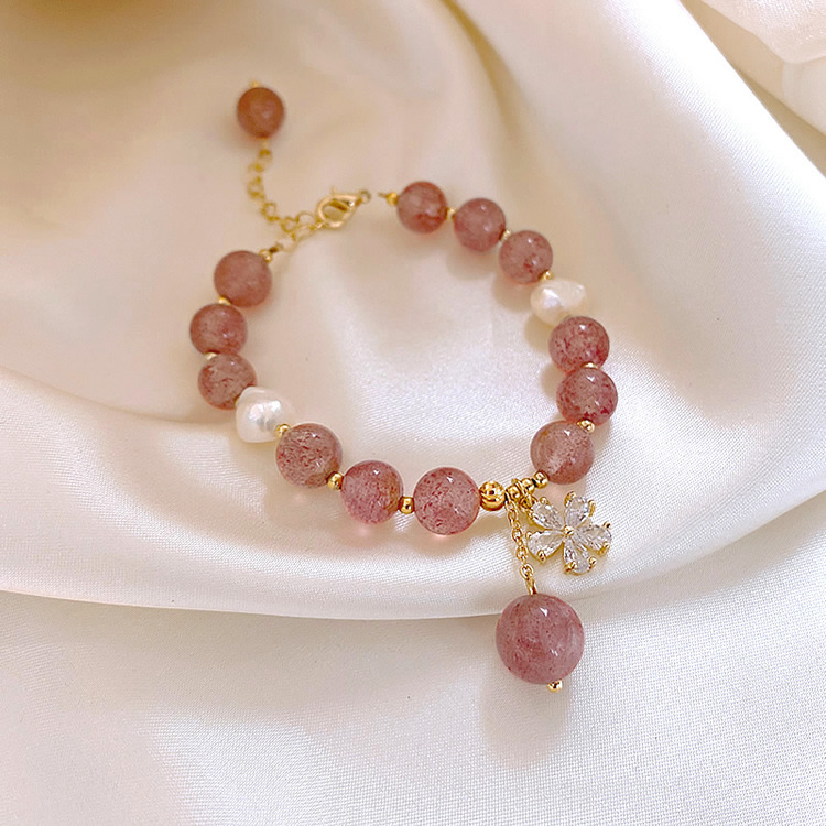 Bracelets Classification Sweet Flower Freshwater Pearl Agate Beaded Plating Inlay Zircon Bracelets