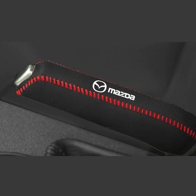 Sürətlər qutusu və əl tormozu başlıqları | Leather - mazda-handbrake-cover-red-line