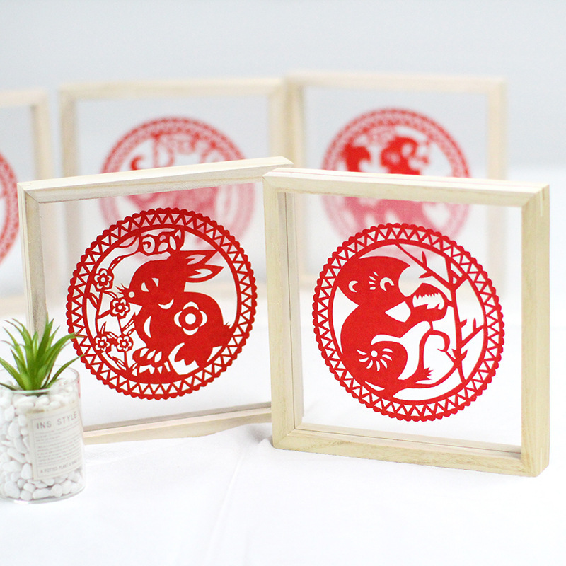 木質創意雙面玻璃相框擺台原木色立體植物標本相框木質畫框定 制