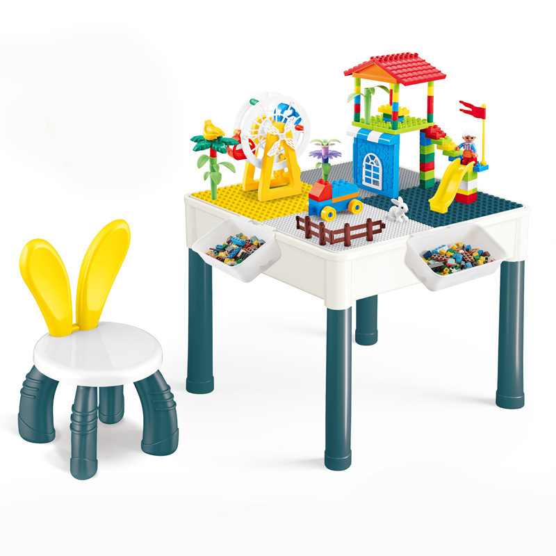 Mesa multifuncional para niños transfronterizos DIY ensamblaje de bloques de construcción mesa de pescado magnética eléctrica de juego acuático tabla de juguetes