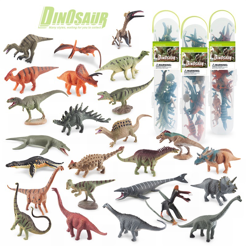 Cross-border simulación mini Jurásico Tyrannosaurus Triceratops muñeca dragón modelo pequeño dinosaurio enlatado decoración de escritorio juguete