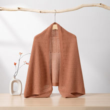 2025云感软糯~山羊绒披肩围巾女秋冬季纯色针织镂空披肩两用保暖