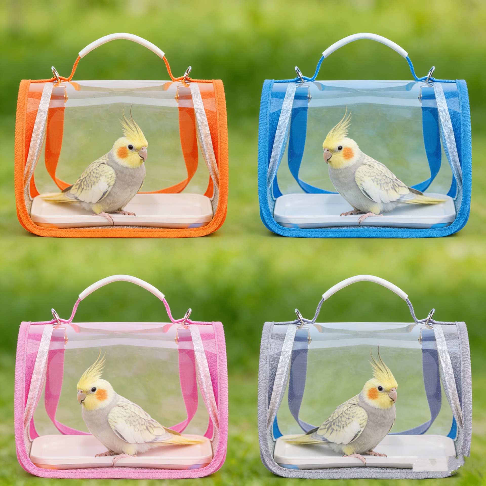 Bolsa portátil multifuncional para pájaros, bolsa de salida para loros, alta capacidad, jaula de pájaros transparente, mochila de pájaros ligera y transpirable image 4