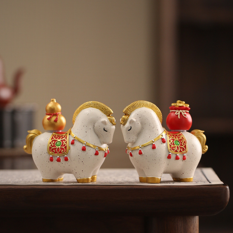 Guochao 馬の装飾品、ハイエンドのニッチワークステーション、デスクトップオフィス、ティーペット、装飾工芸品、手作りの誕生日プレゼント|undefined