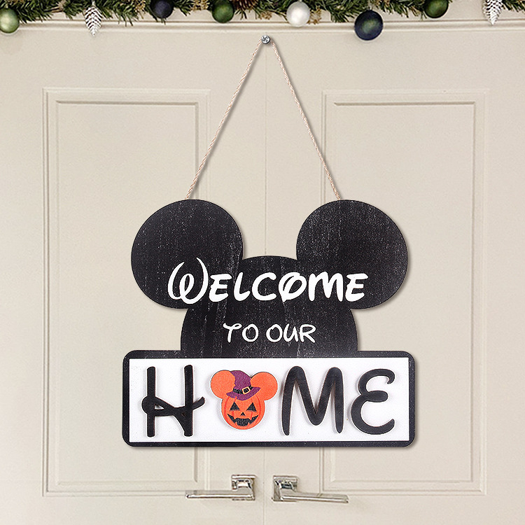 Ronda de madera Navidad magnética decoración colgante hogar bienvenida puerta placa artesanía colgante adornos