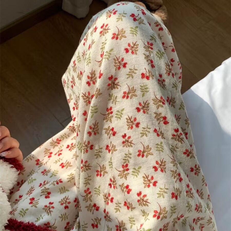 C079#작은 잎 붉은 꽃 구름면