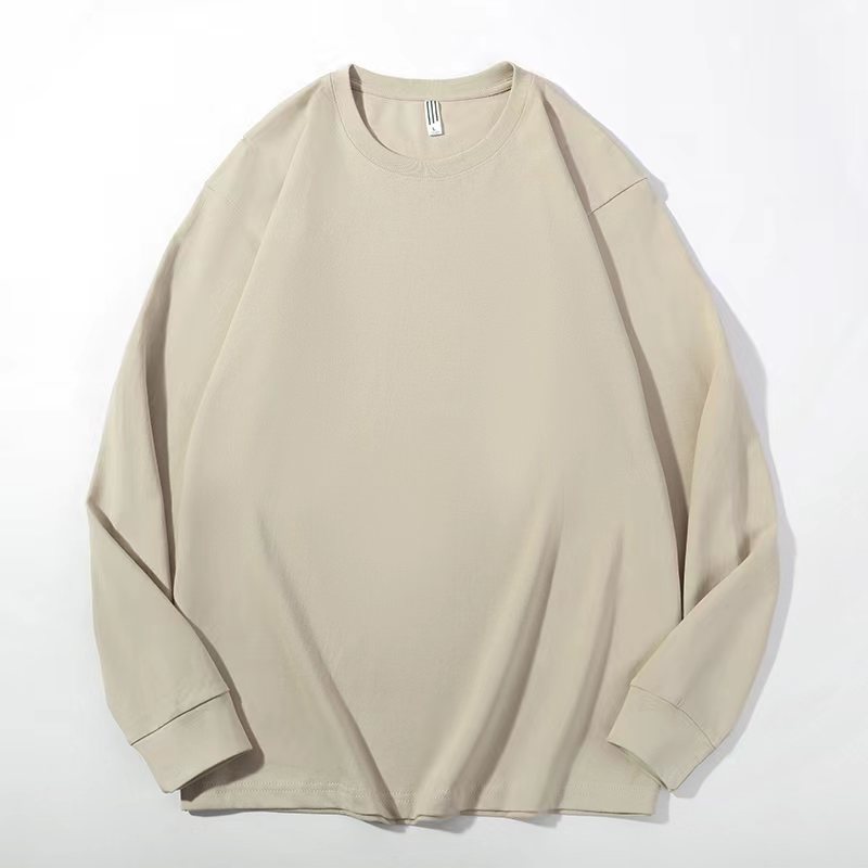 230 camiseta de manga larga de algodón pesado suéter camisa de fondo de color sólido ropa de otoño suelta casual pareja de marca de moda estadounidense