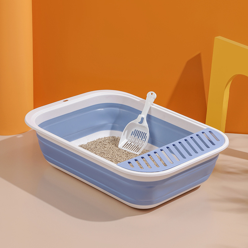 Nuevo tipo de lavabo de arena para gatos semi-cerrado plegable lavabo de arena para gatos super grande anti-salpicaduras de inodoro para gatos productos de limpieza
