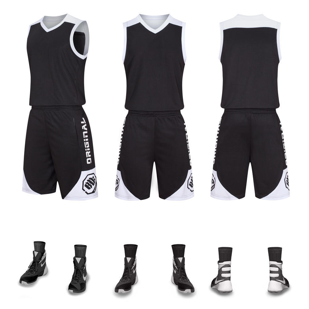 El juego de ropa de baloncesto se utiliza para el campamento de entrenamiento, ropa de balón transpirable de secado rápido para adultos y niños, la misma camiseta puede imprimir logotipo.