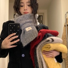 小小蜗牛家马海毛围巾冬季女纯色显白针织毛线保暖加厚学生围脖潮