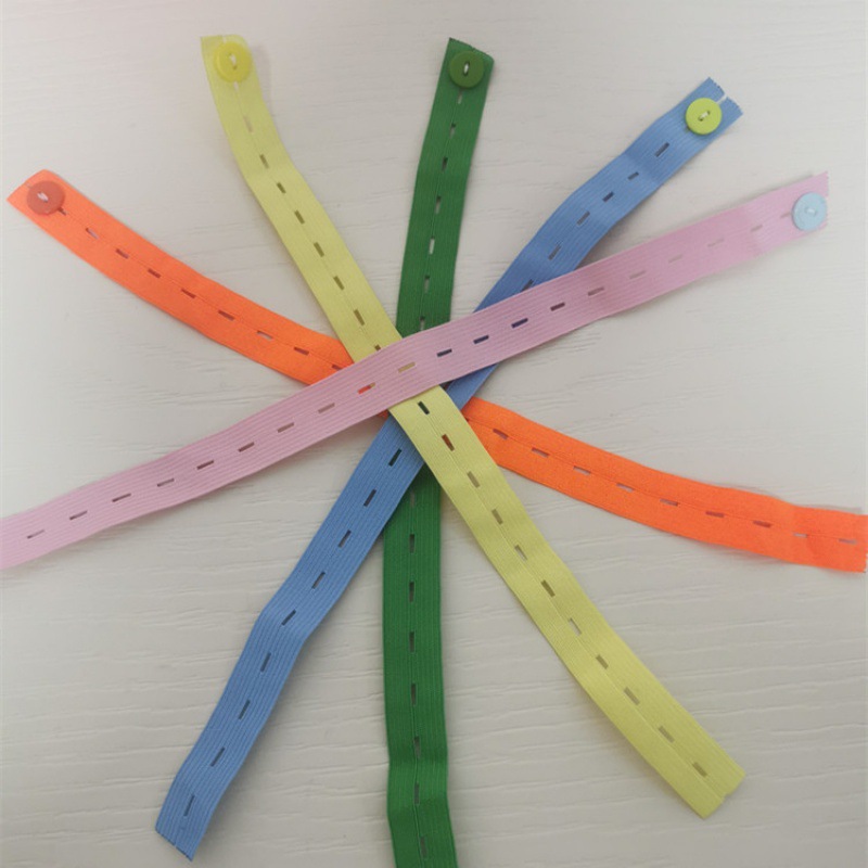 现货批发纽扣松紧带 供应扣眼松紧带织带1.5cm~3.0cm可调节钩编带