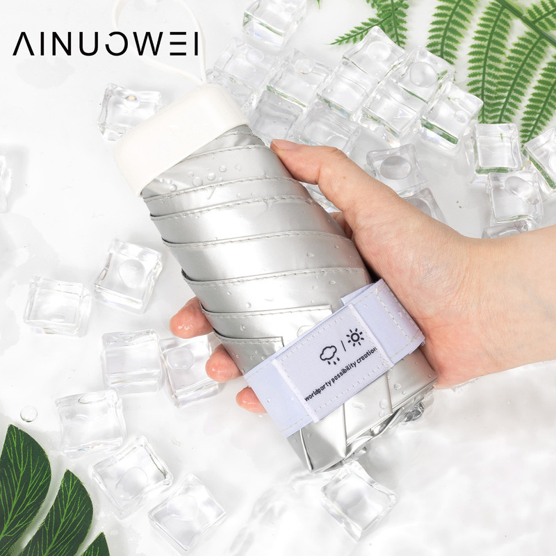 Titanium Silver High-Value Sun Umbrella for Women, Sun Protection and Uv Protection, Mini Portable Sunny and Rainy Umbrella, Dual-Purpose 40% off Card Sunshade