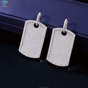 INS Hot Personality S925 Sterling Silver Full Set Mosan Diamond Square Hip Hop Pendant European and American Fashion Jewelry