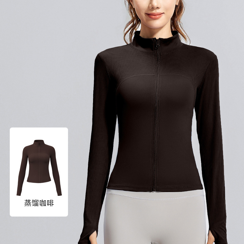 Lulu chaqueta deportiva de primavera de cuello de cremallera delgada ropa de yoga de manga larga entrenamiento de entrenamiento de ejercicio chaqueta