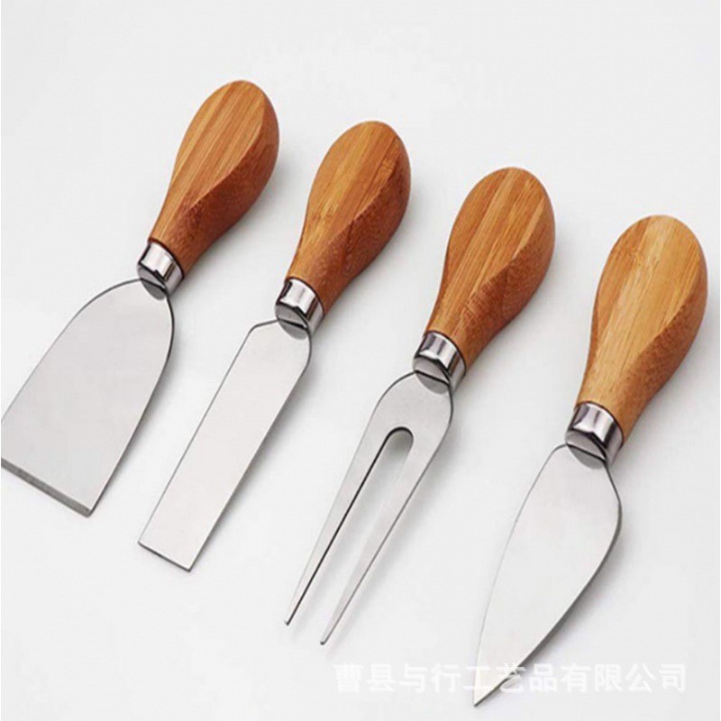 Tabla de queso de bambú con cubiertos, tabla para frutas, pan y comida occidental con cuchillos incluidos