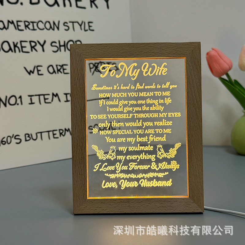 Cross-border creative light painting small nightstand lamp bedside lamp decoration bedroom bedside lamp ambiance lamp picture frame luminescent painting to stand