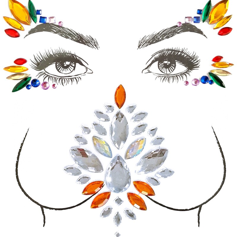 Carnival rhinestone face body gem sticker face chest beads decorative treasure tattoo suit acrylic self-adhesive