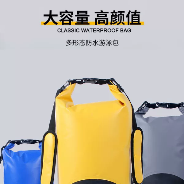 Mountaineering waterproof backpack, rafting PVC large-capacity waterproof bucket bag, travel and stream trekking storage waterproof bag