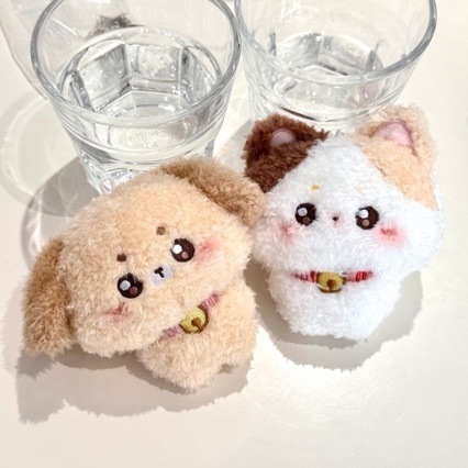 Cute lucky cat and dog plush pendants, perfect for best friends, couples, bag charms, plush toys, kittens and puppies.