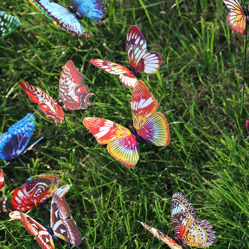 Светящийся 8CM симулятор бабочки вставка трансграничный сад декоративный цветной бабочка украшения дворик праздничная вечеринка