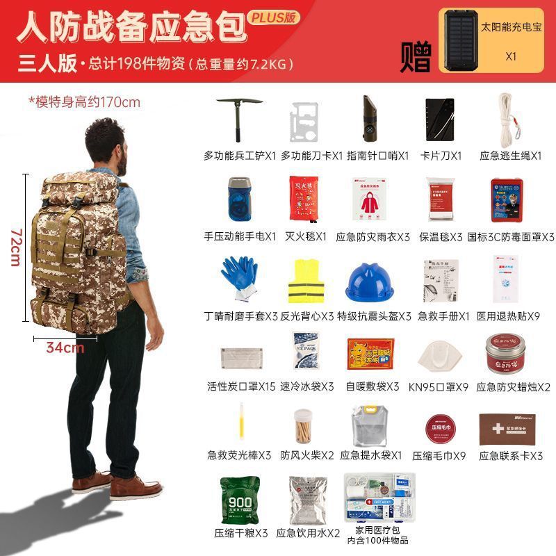 2025 新しい人民防空戦闘準備緊急救助キット家族戦略的資材在庫屋外フルセット国家標準|undefined