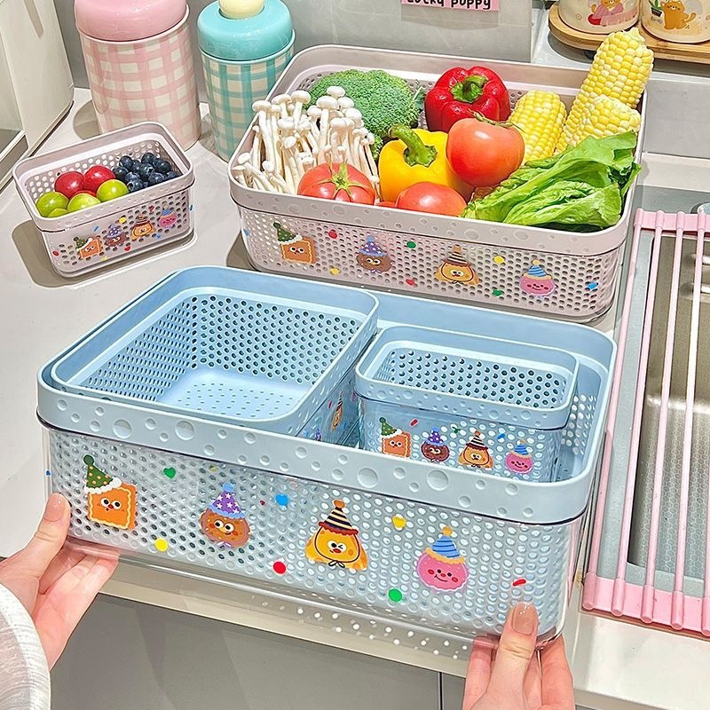 洗菜沥水篮轻奢食品级家用厨房双层水槽洗碗池过滤框洗水果大号框