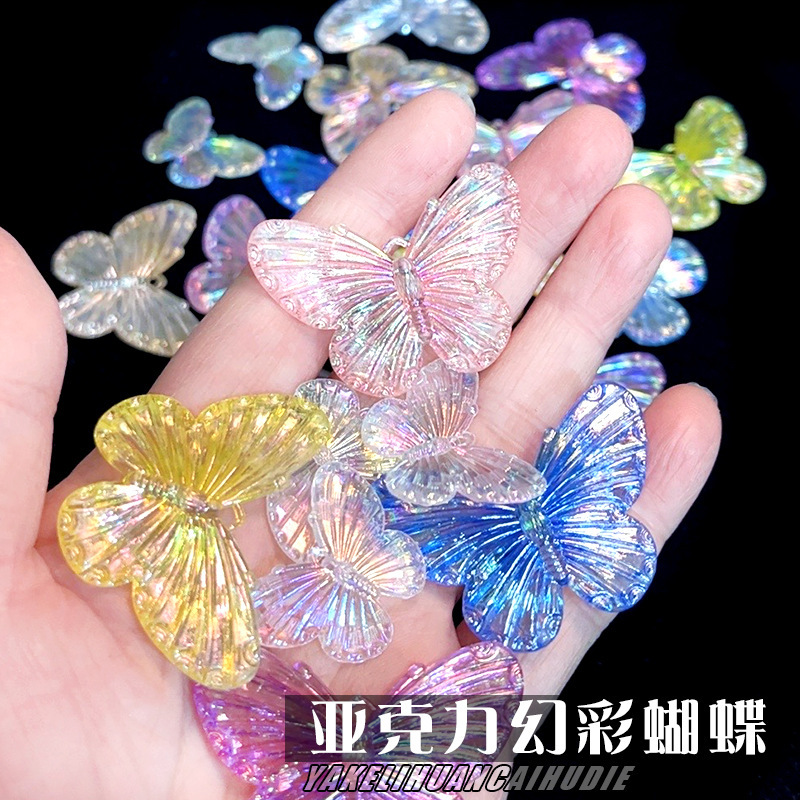 Acrylic Magic Color Big Butterfly DIY Jewelry with DIY Handmade Hair Ornament Decoration Material Bag Flum Silicone Mould