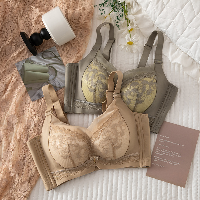 Authentic 8535 Popular Lace Push-Up Thickeneded Intimates for Women Without Rims, Small Breasts, Super Thick 6cm Bra to Shrink Secondary Breasts