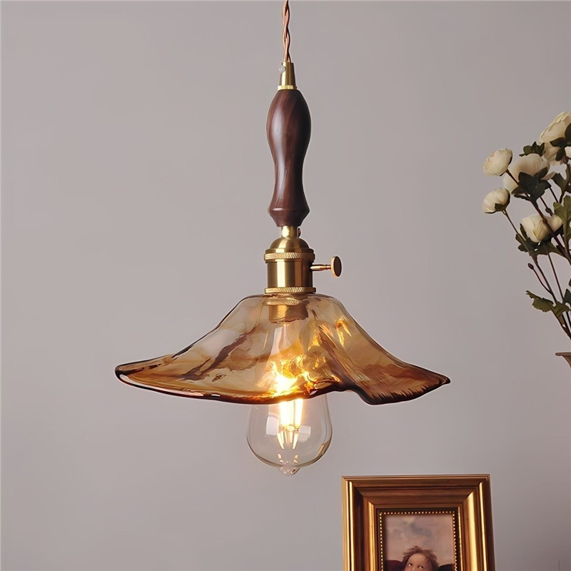 Nordic Retro Brass Glass Chandelier B&B Bar Restaurant Bedside Lamp Creative Personality Cafe Bedroom Lamps