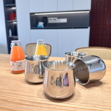 一体成型304不锈钢早餐杯大肚无把手热牛奶冷水杯可电磁炉加热杯