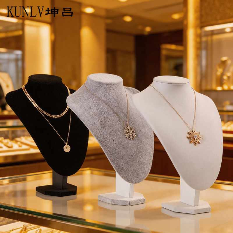 Kunlu Suede Leather Portrait Stand Necklace Pendant Jewelry Stand Jewelry Counter Display Stand Mannequin Neck Display Stand Kunlu Suede Leather Portrait Stand Necklace Pendant Jewelry Stand Jewelry Counter Display Stand Mannequin Neck Display Stand