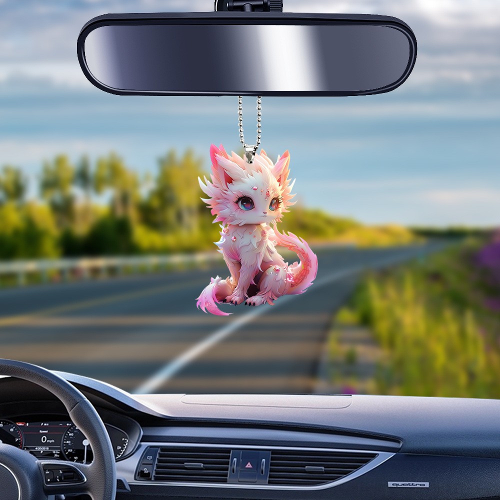 Explosión rosa encantador zorro de nueve colas zorro acrílico decoración colgante llavero colgante espejo retrovisor colgante image 1