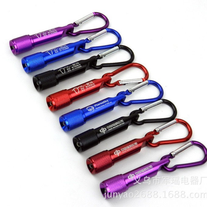 Linterna LED mini con mosquetón, luz potente, personalizable con LOGO