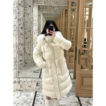 跨境高版版本冬季新款90鹅绒服加厚女长款收腰显瘦大毛领保暖外套