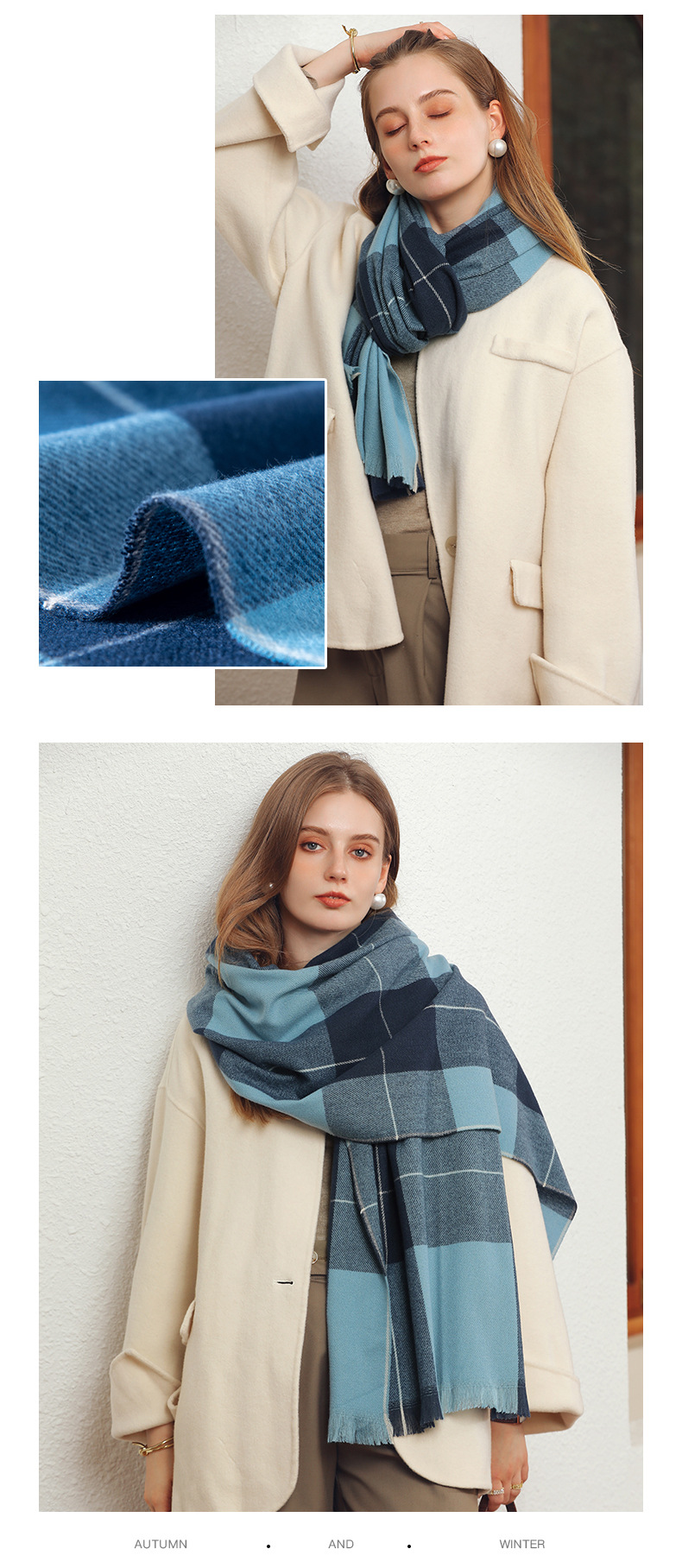 Sciarpa donna in imitazione cashmere a quadri calda inverno_voghion.com
