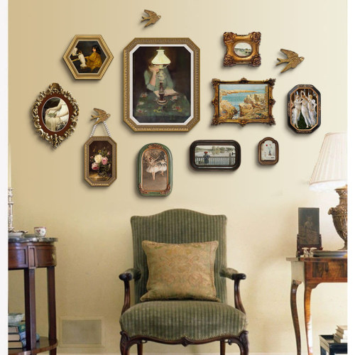 Dingchuan niche art French retro living room set decorative painting American style restaurant wall hanging painting entrance hall wall art