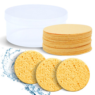 Boxed Facial Cleansing Compressed Sponge for Makeup Removal and Exfoliation, Made of Wood Pulp Cotton, Same Style as Used in Beauty Salons