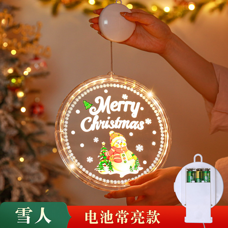 Navidad LED decoración luminosa puerta colgante árbol de Navidad ventana del centro comercial luces de atmósfera pintadas ventanas redondas colgantes